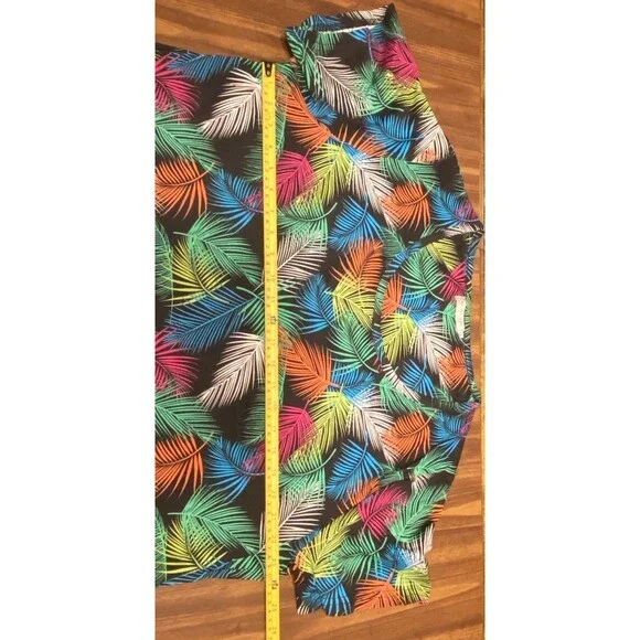 Women's ENJOYNIGHT Sleepwear Gown Size XL  NWT Palm Leaves Colorful Short Sleeve - Picture 10 of 12